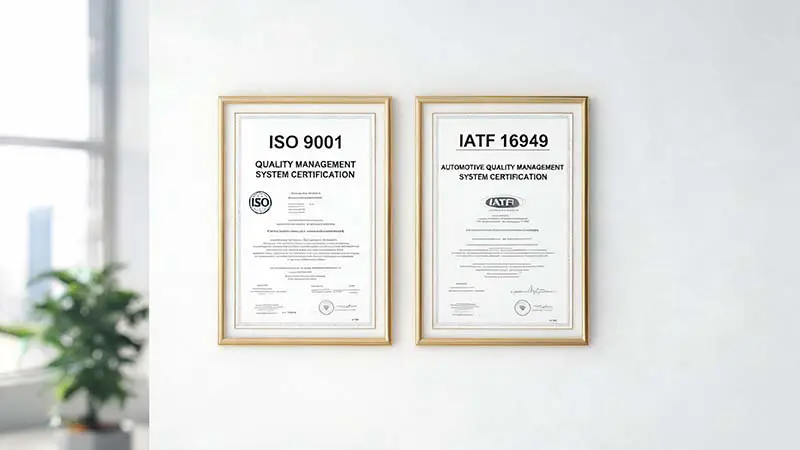 ISO 9001 and IATF 16949 certificates