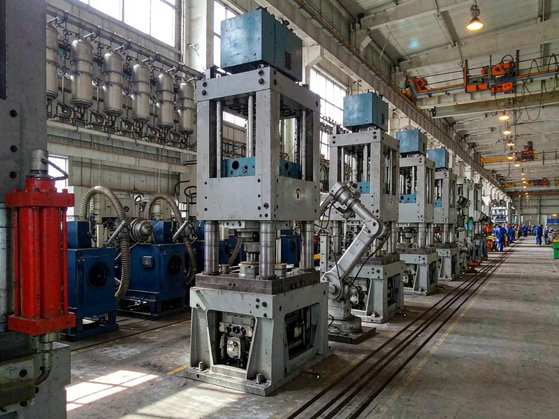 Row of cold chamber aluminum die casting machines inside the HKX plant in Ningbo