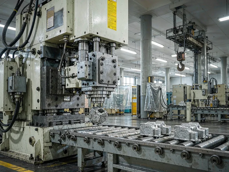 High pressure die casting machine producing aluminum parts